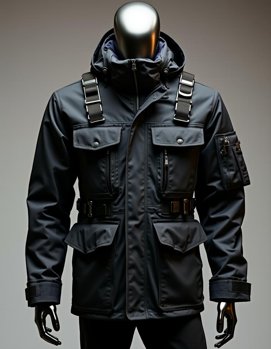 Water-resistant Techwear Utility Jacket